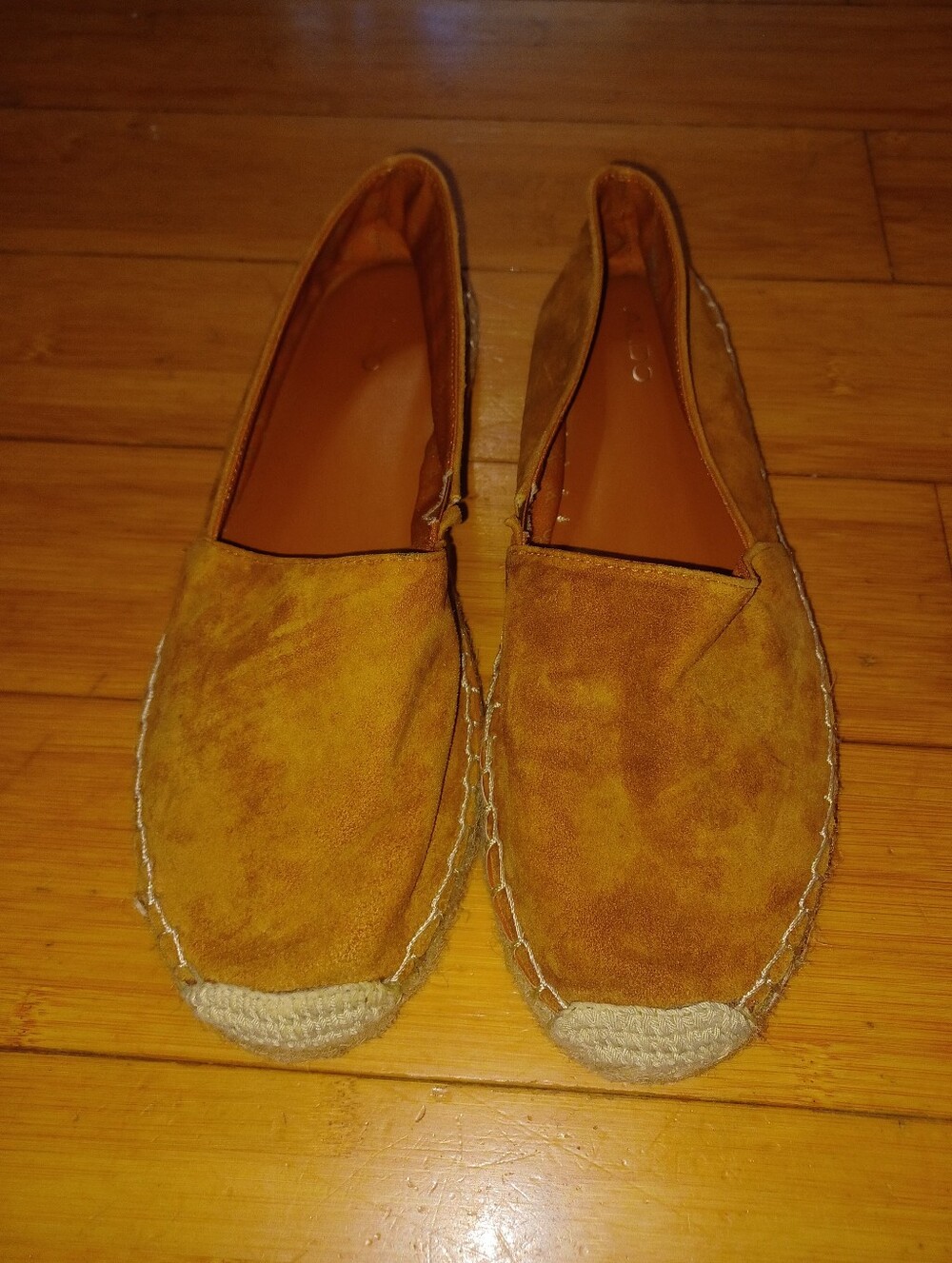 Women’s Aldo Suede Espadrille Slip-On Flats in Mustard